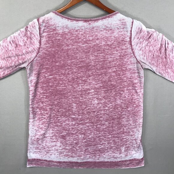 Jane and Delancey Top Womens Medium Pink Vintage Wash Pullover 3/4 Sleeve Ruched - Picture 8 of 11